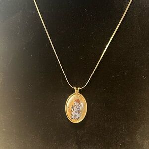 Berta Hummel First Christmas Angel Pendant Berta on Gold Tone Necklace inscribed